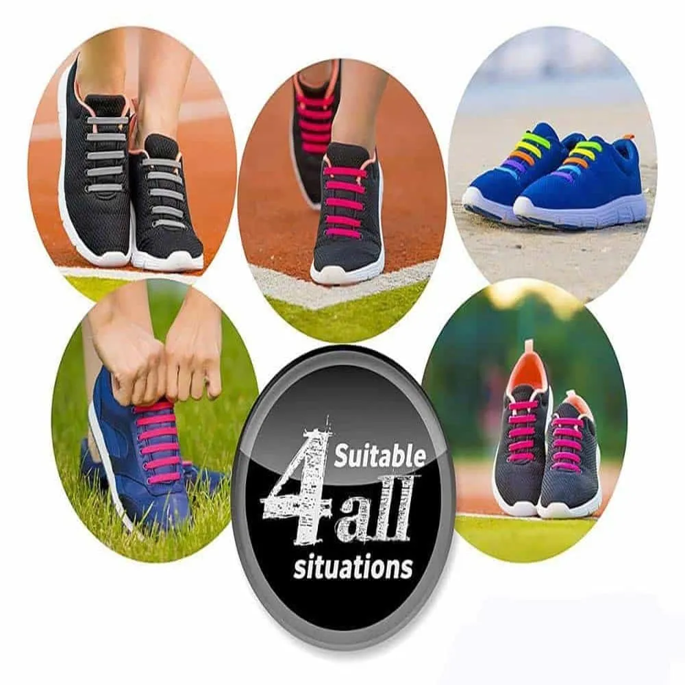 Speed Laces No Tie Silicone Elastic Shoe Lace for Adults - White
