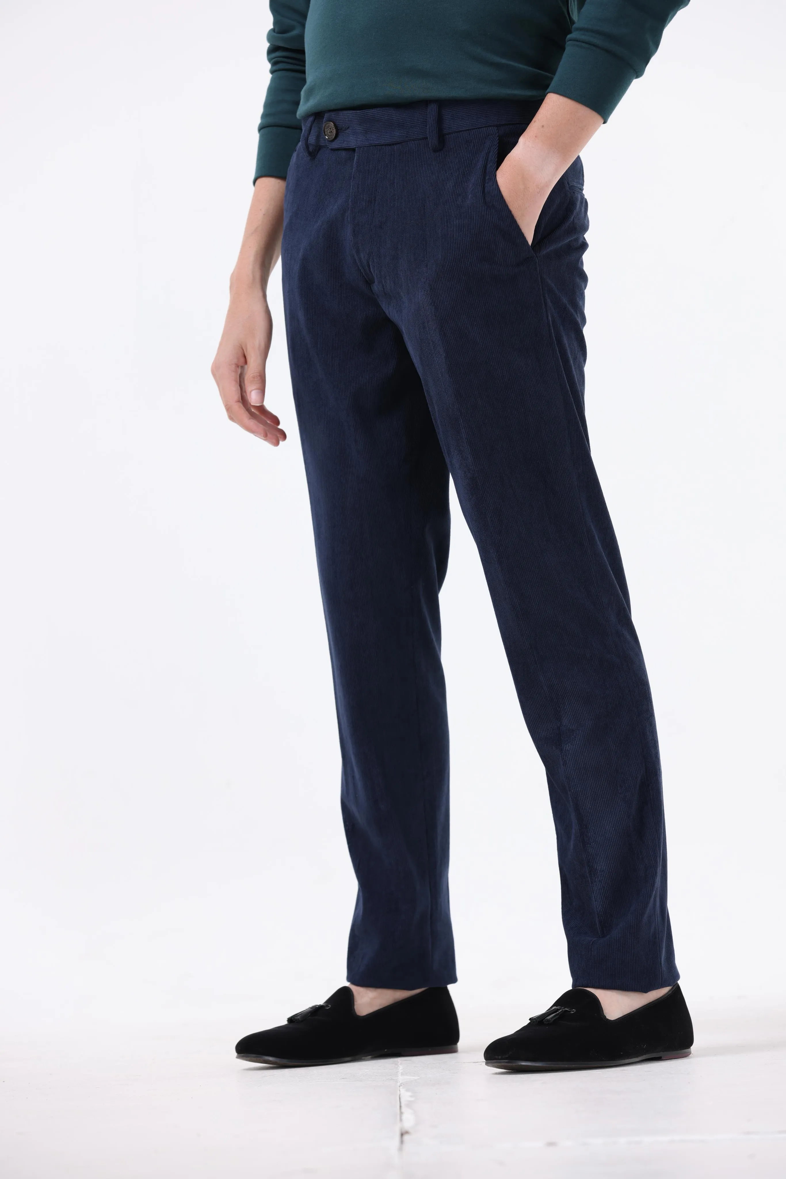STATEMENT CORDUROY TROUSERS IN NAVY