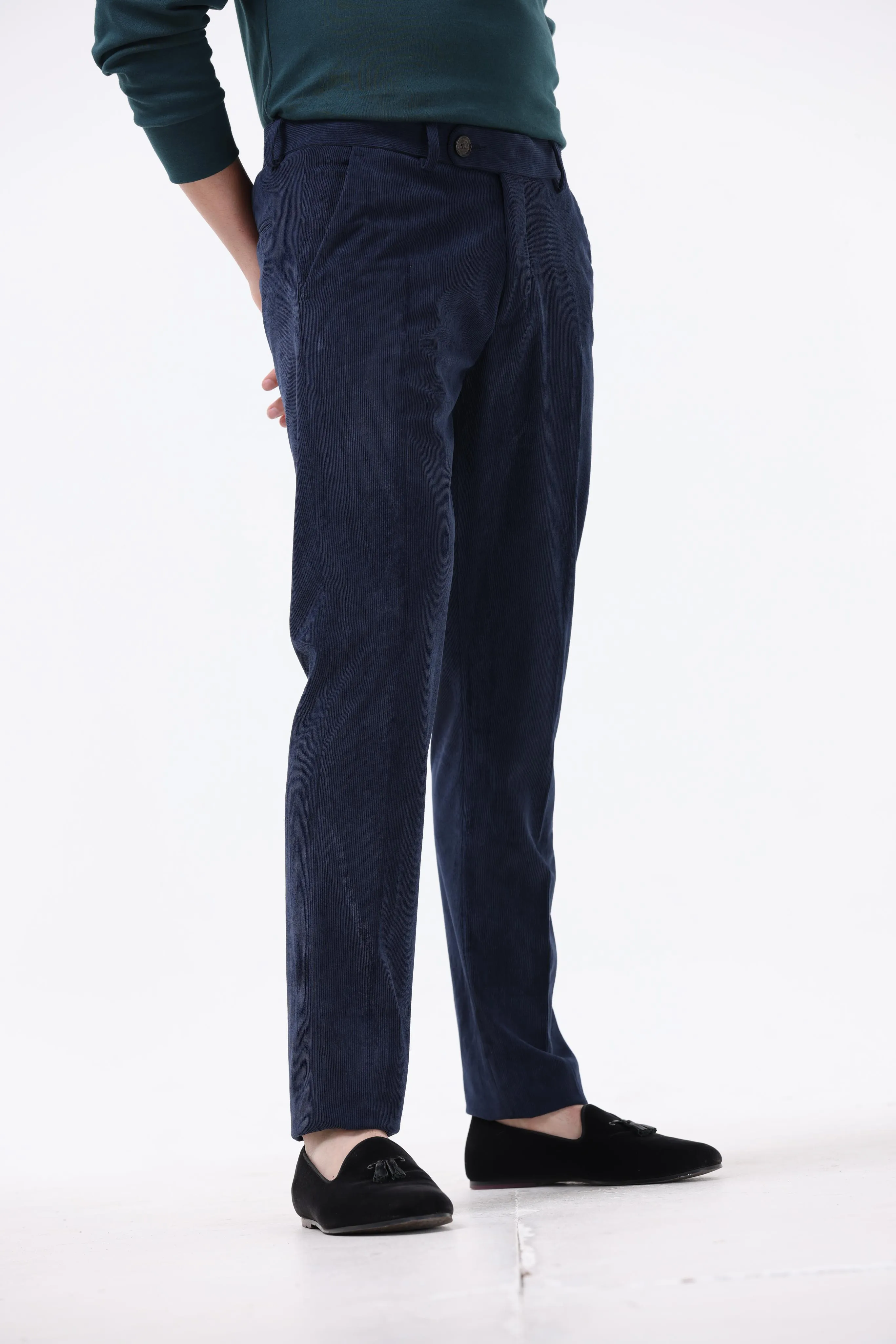 STATEMENT CORDUROY TROUSERS IN NAVY