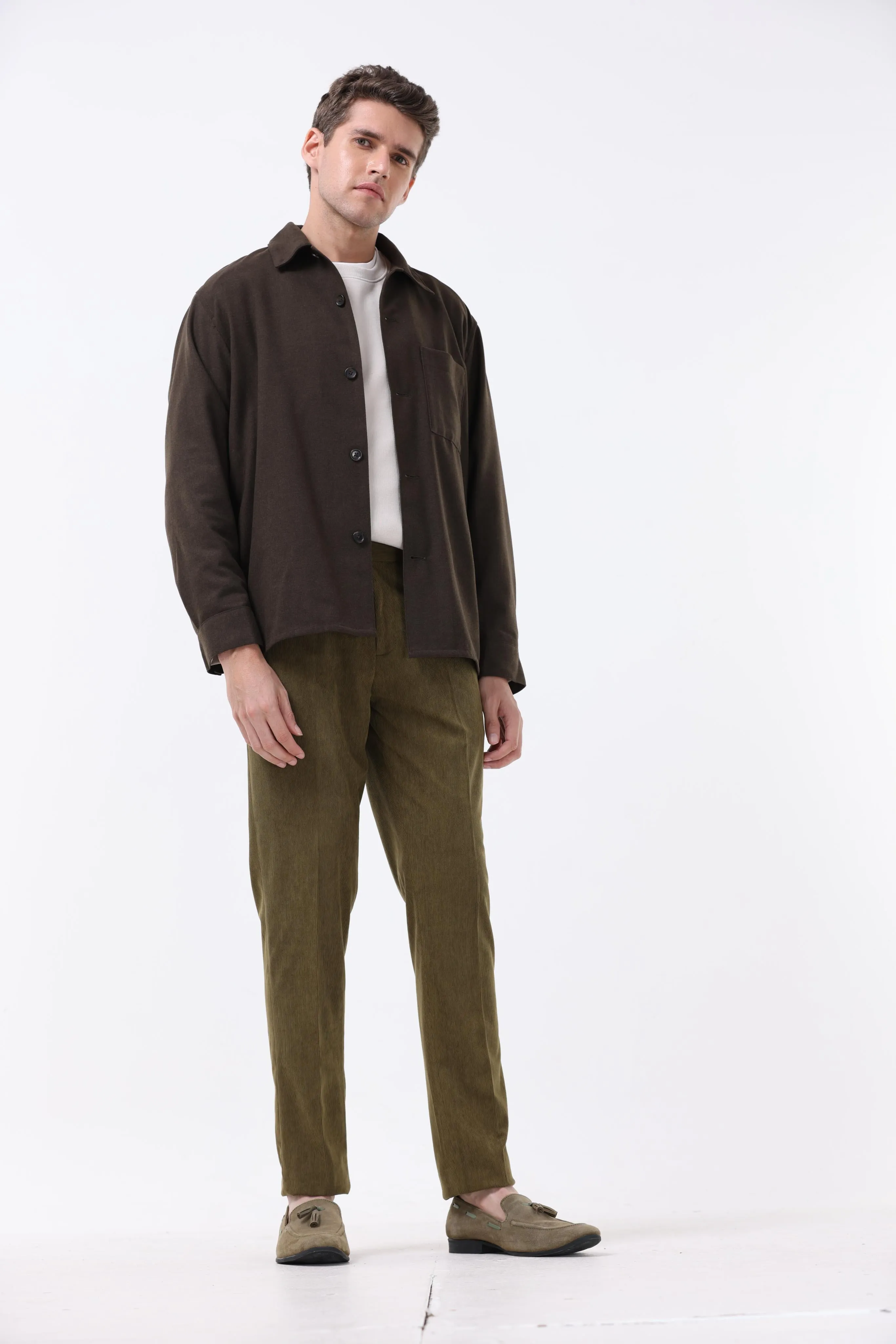 STATEMENT CORDUROY TROUSERS IN OAK