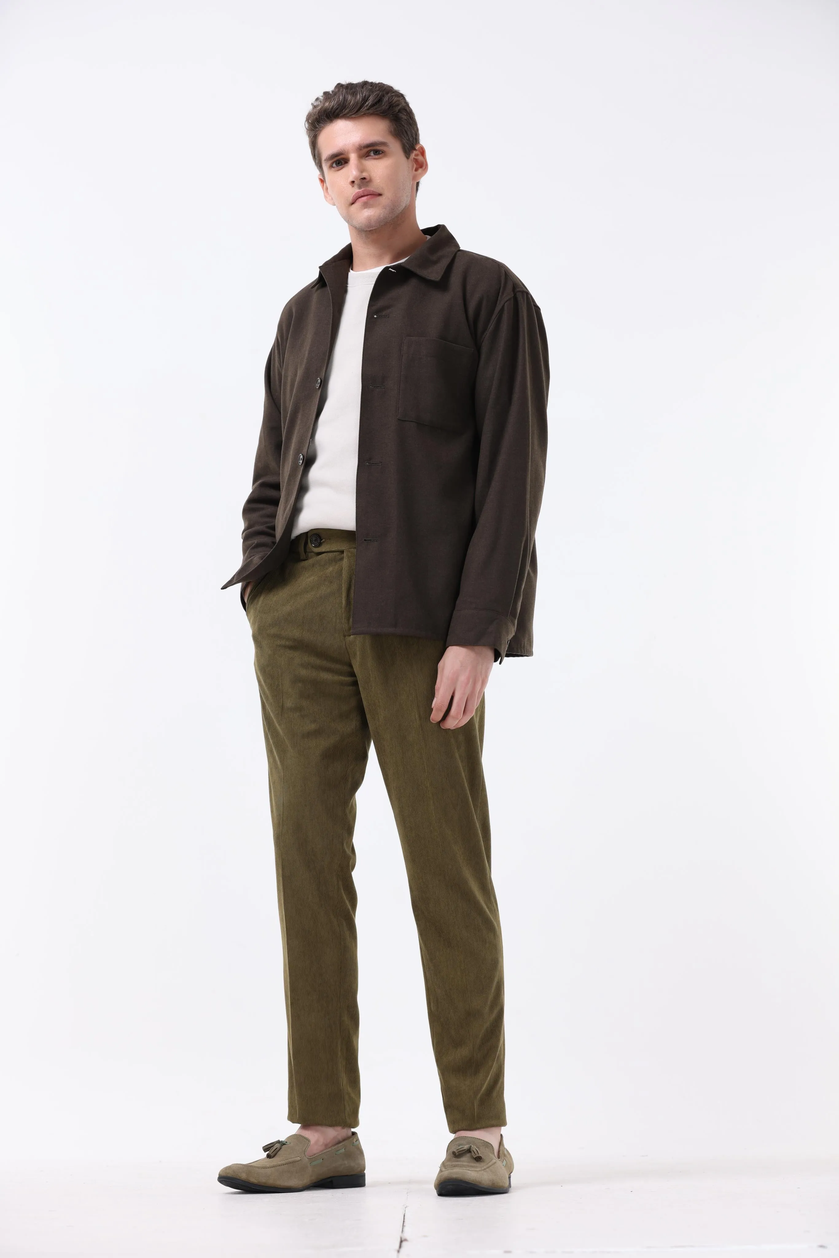 STATEMENT CORDUROY TROUSERS IN OAK