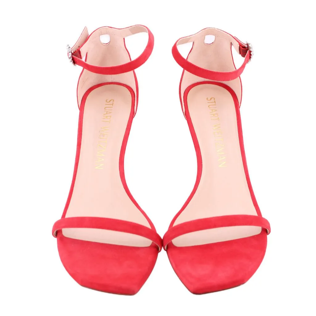 STUART WEITZMAN AMELINA 75 HEART HEELED SANDALS RED 11 US