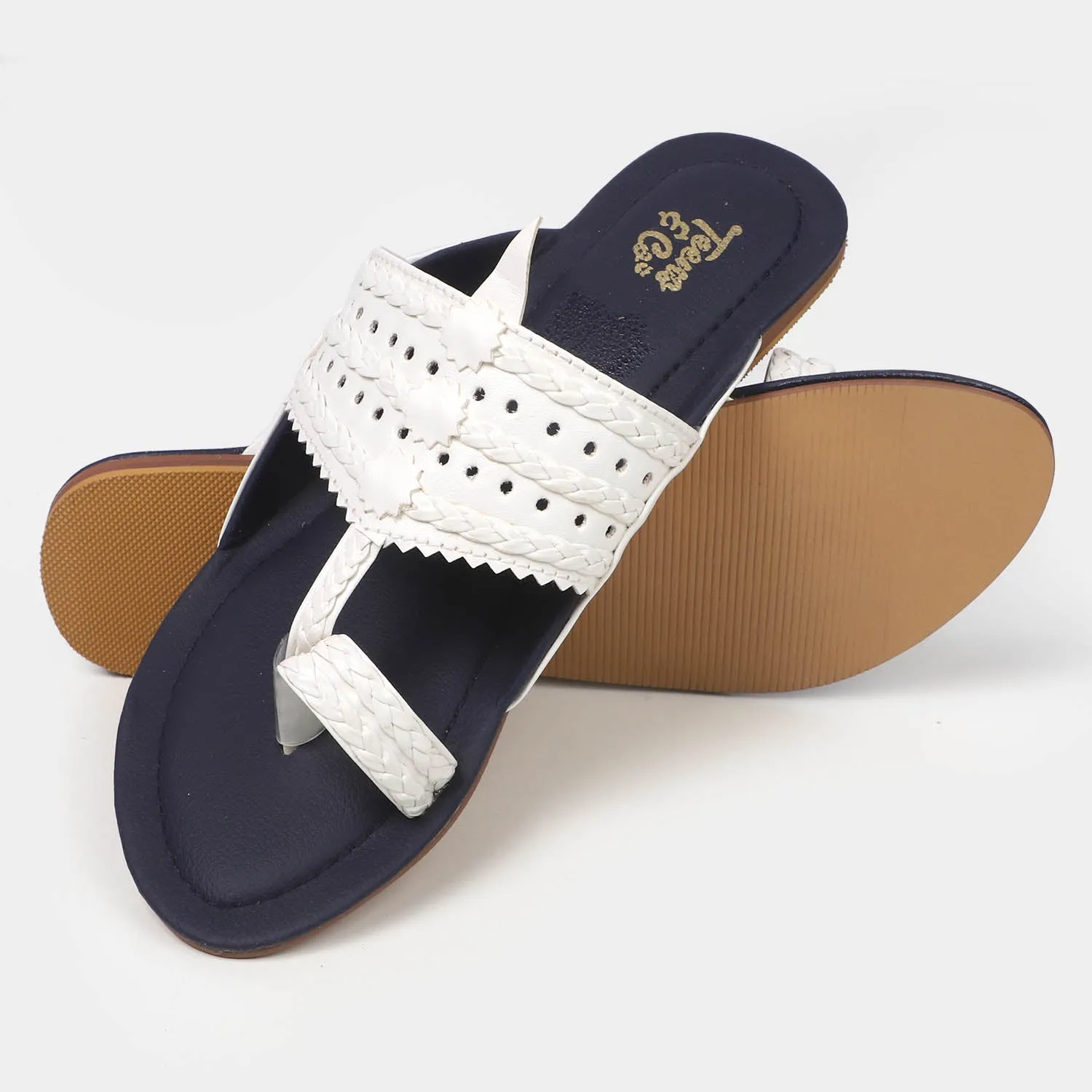 Teens Girls Slipper SL 55-3 - White/Navy