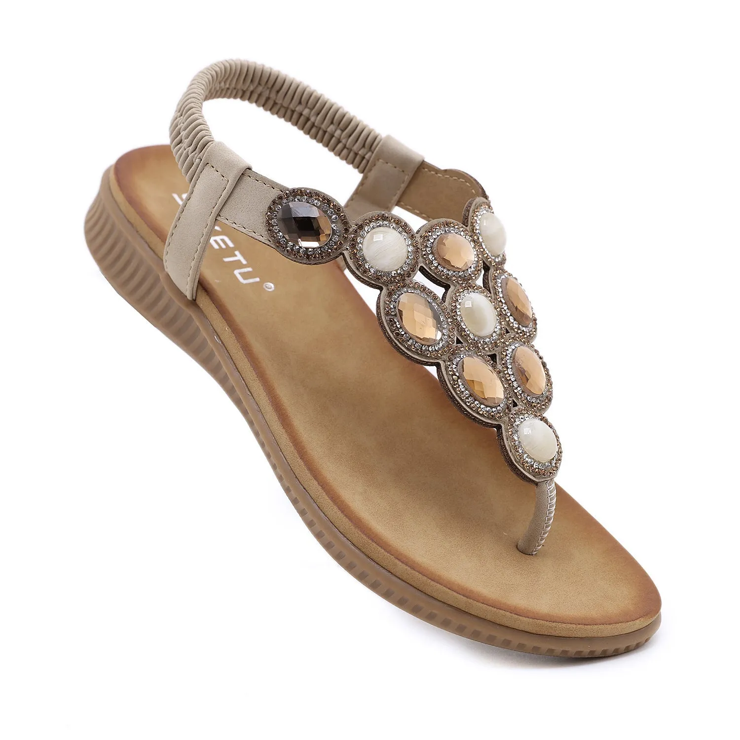 vanccy  Sandals Bohemian Rhinestone Comfortable  Holiday Shoes BS03
