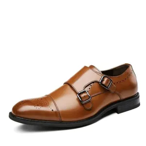West Louis Genuine Leather British Design Double Buckle Oxfords