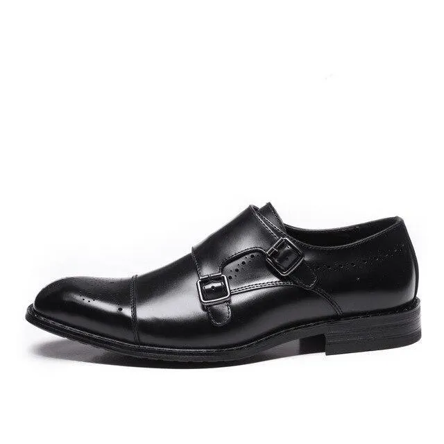 West Louis Genuine Leather British Design Double Buckle Oxfords