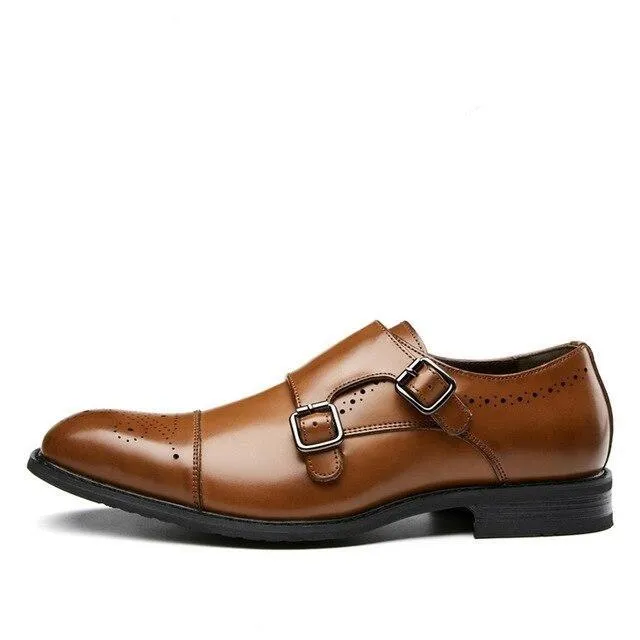 West Louis Genuine Leather British Design Double Buckle Oxfords