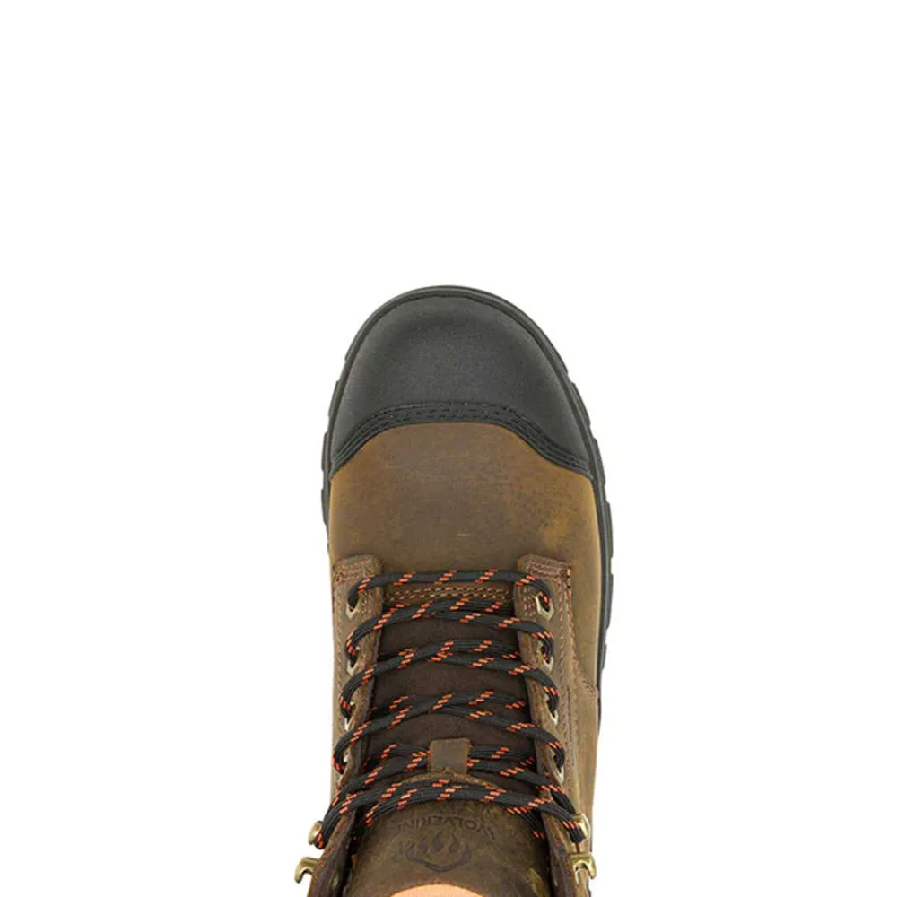 WOLVERINE STEEL TOE 6 INCH CARSLBAD CAP TOE WATERPROOF BOOT BROWN - MENS