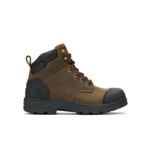 WOLVERINE STEEL TOE 6 INCH CARSLBAD CAP TOE WATERPROOF BOOT BROWN - MENS