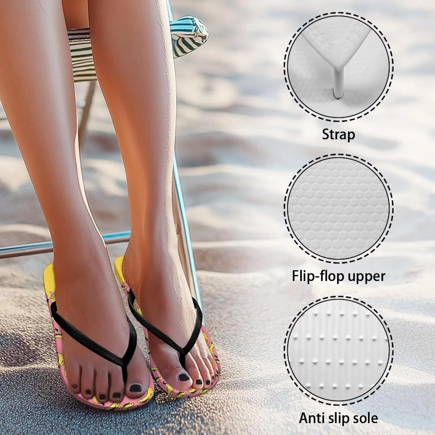 Women Flip Flops with Arch Support Yoga Mat Summer Beach Walking Comfortable Thong Sandals Slip On Indoor Outdoor