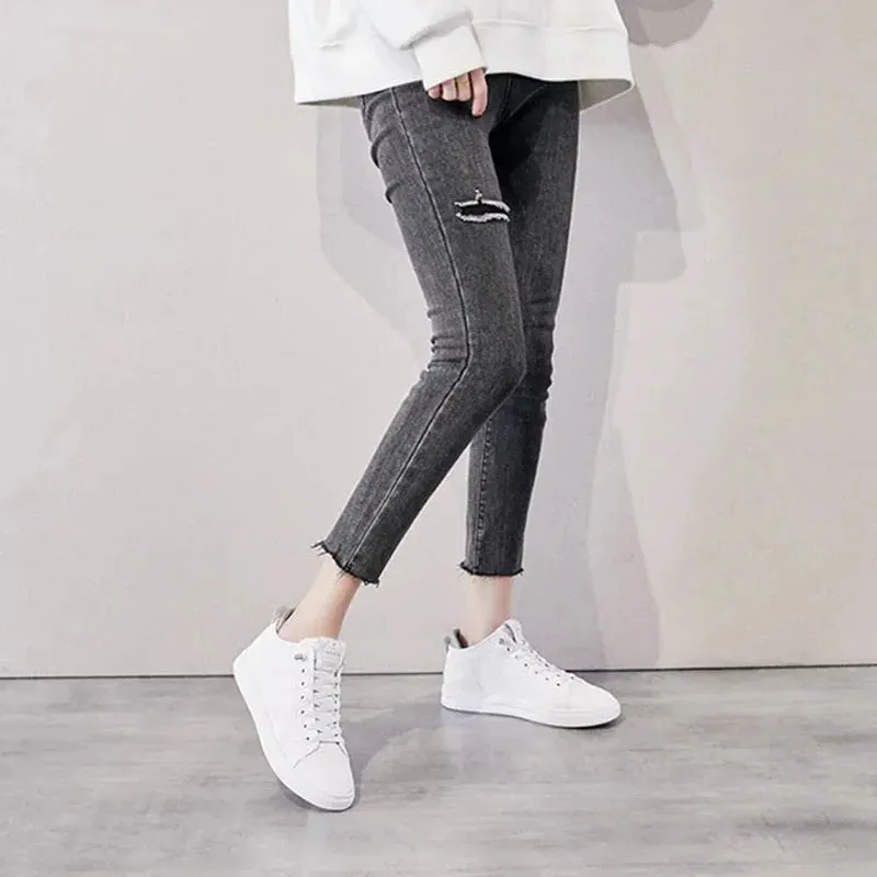 Women Sneakers Genuine Leather Shoes Cowhide Fashion Flat Casual