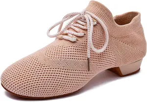 Women's Ballet Dance Flats Soft Sole Breathable Indoor Dance Shoes Comfortable Lace Up Practice Teaching Ballroom Dance Pratice Shoes (Color : Pink, Size : 11)