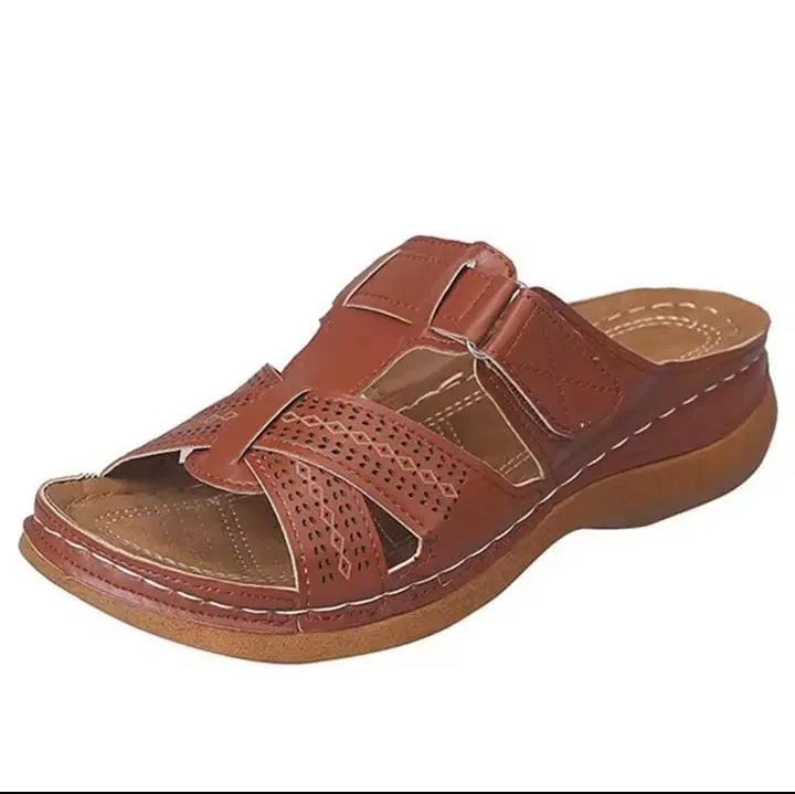 Womens Sandals Slip Leather Slippers Comfortable Dress Walking Shoes    2128